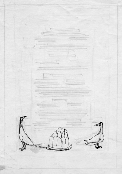 Pássaros e geleia, design de menu, c1950. de Shirley Markham