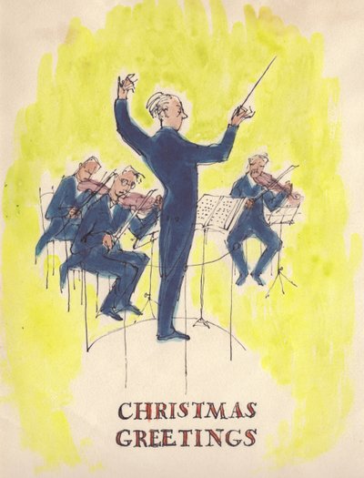 Maestro e orquestra, cartão de Natal, 1952. de Shirley Markham
