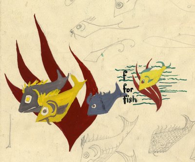 Ilustração de peixe, c1950. de Shirley Markham