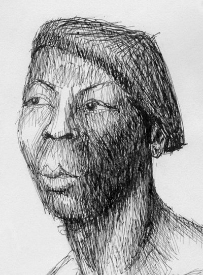 Cabeça de homem usando boina, c1950. de Shirley Markham