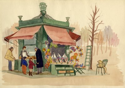 Quiosque vendendo brinquedos, Paris, França, c1951. de Shirley Markham