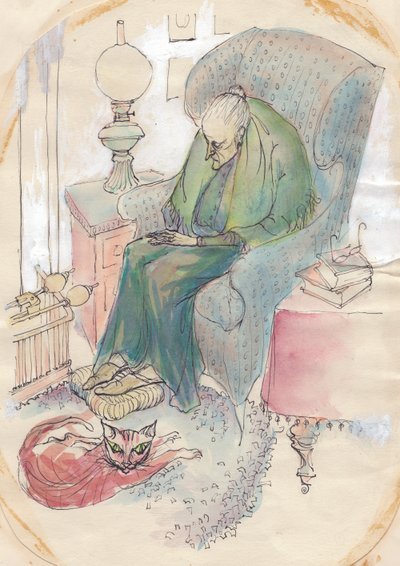 Velha e gato, 1951. de Shirley Markham