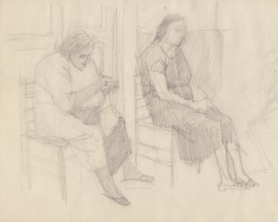 Velhas tricotando, Itália, c1950. de Shirley Markham