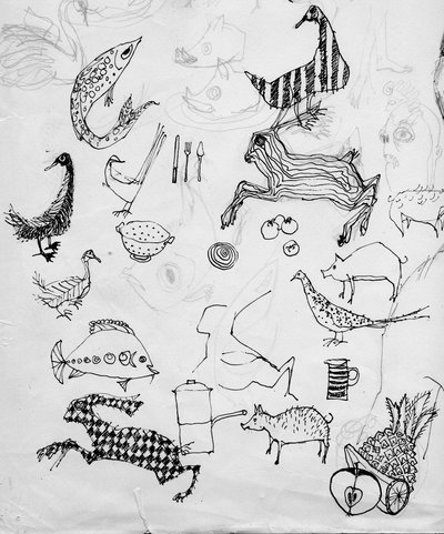 Página de desenhos de animais, c1950. de Shirley Markham