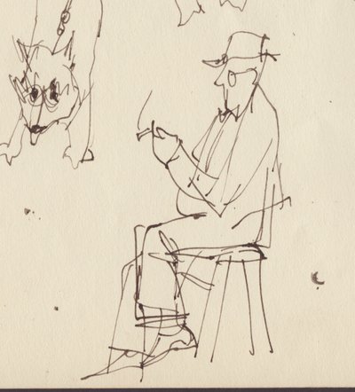 Estudos de homens e cães sentados, c1950. de Shirley Markham