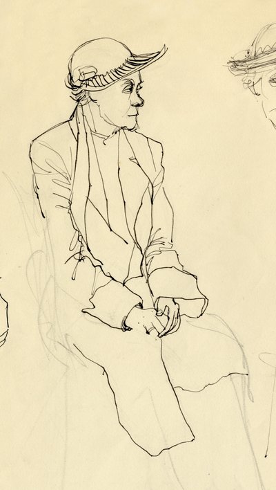 Mulher sentada de chapéu, 1953. de Shirley Markham