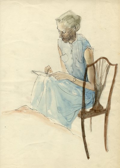 Mulher sentada escrevendo, 1952. de Shirley Markham