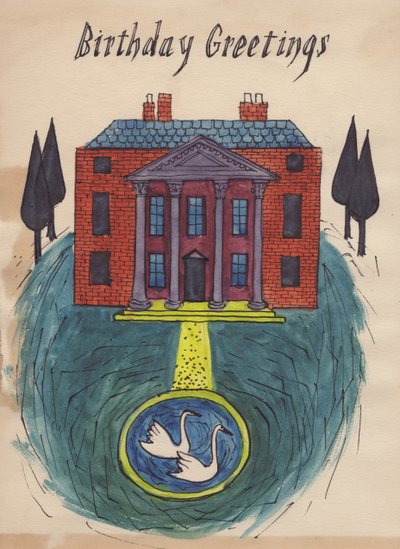 Casa senhorial, cartão de aniversário, 1952. de Shirley Markham