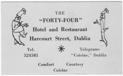 O cartão do restaurante quarenta e quatro, c1955. de Shirley Markham