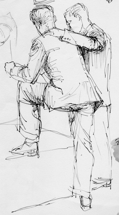 Dois homens em pé, 1953. de Shirley Markham