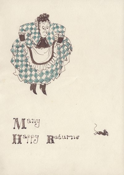 Mulher sendo assustada por um rato, c1950. de Shirley Markham