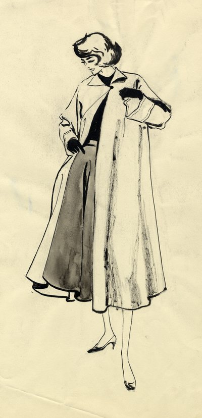 Mulher de casaco e saia rodada, c1950. de Shirley Markham