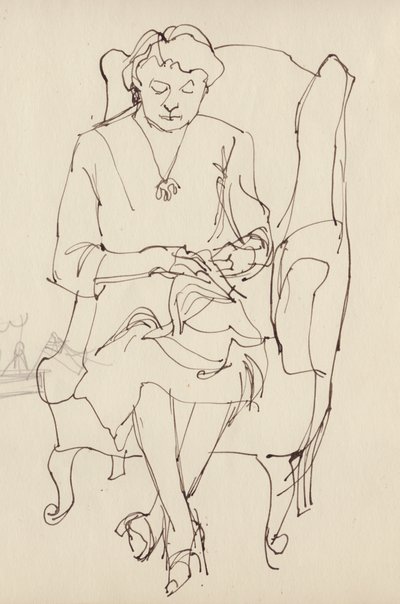 Mulher costurando, c1950. de Shirley Markham