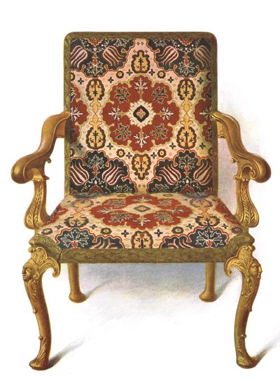 Cadeira dourada coberta de bordado, 1906 de Shirley Charles Llewellyn Slocombe