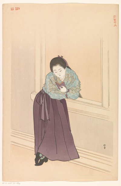 Mulher lendo na frente de uma janela de Shodo Yukawa