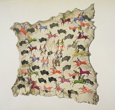 Caça ao búfalo (pigmento na pele de alce) de Shoshone Katsikodi School