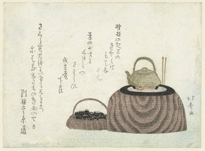 Uma chaleira de água num braseiro de Shotei Hokuju