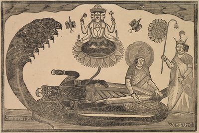 Anantasayan (Vishnu reclinado sobre a serpente Ananta) de Shri Gobinda Chandra Roy