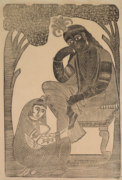 Radha acariciando os pés de Krishna de Shri Gobinda Chandra Roy