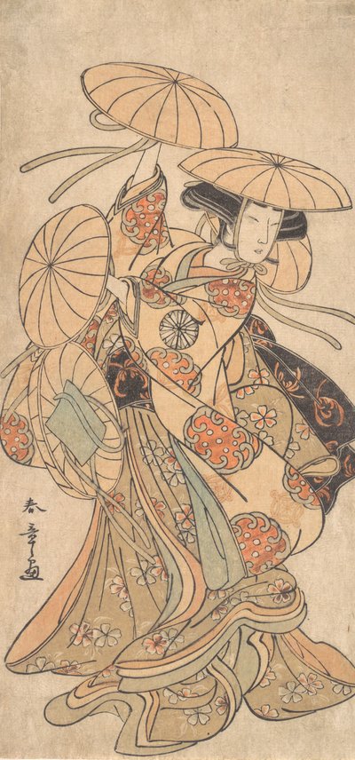 Kabuki Ator Nakamura Tomijuro I em um papel de dança feminina, ca. 1777. de Shunsho