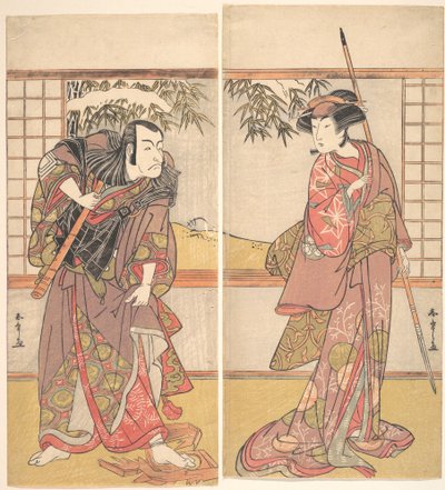 Atores Kabuki Osagawa Tsuneyo II e Ichikawa Danjuro V, ca. década de 1780. de Shunsho