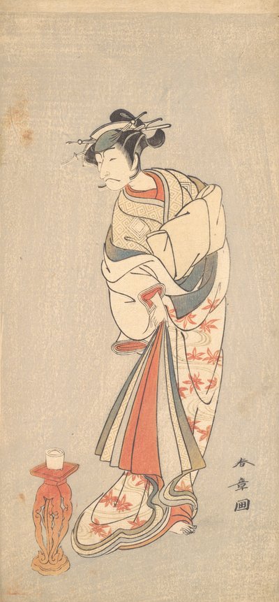 O ator Ichikawa Danjuro V no papel de uma mulher, 1772. de Shunsho