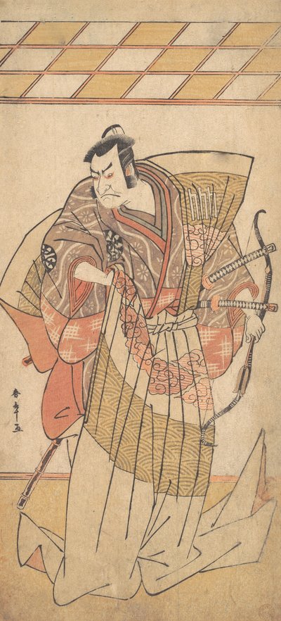 O Primeiro Nakamura Nakazo como um homem de alto escalão vestido em Naga-Bakama, ca. 1781. de Shunsho