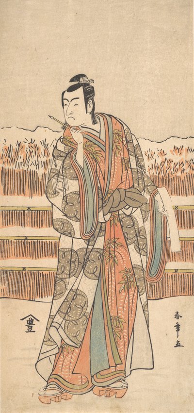 O Segundo Ichikawa Monnosuke como um homem de alto escalão na neve, ca. 1786-87. de Shunsho