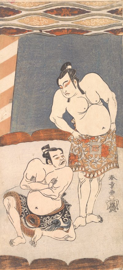 O segundo Ichikawa Yaozo como um lutador de pé em uma arena, 1770. de Shunsho
