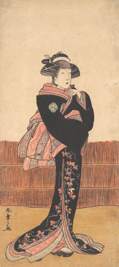 O terceiro Azuma Tozo como uma mulher em um quimono preto, provavelmente 1782. de Shunsho