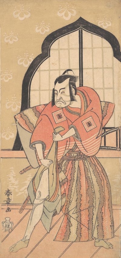 O Terceiro Ichikawa Danzo como um Samurai Vestido com um Kamishimo Cerimonial, 1769 ou 1770. de Shunsho