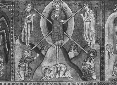 Jesus Cristo no Monte Tabor (mosaico) de Sicilian School
