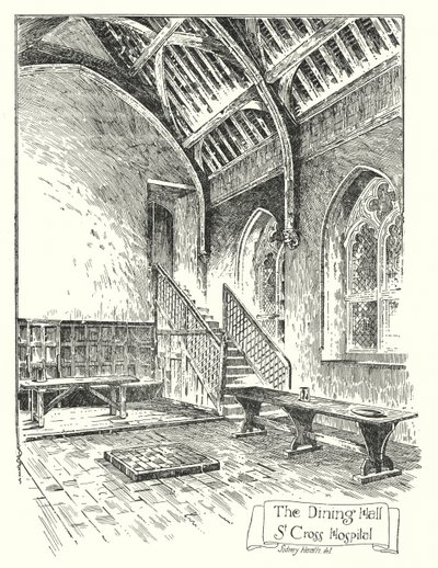 Sala de Jantar, Hospital St Cross (gravura) de Sidney Heath