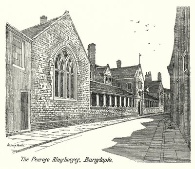A Penrose Almshouses, Barnstaple (gravura) de Sidney Heath
