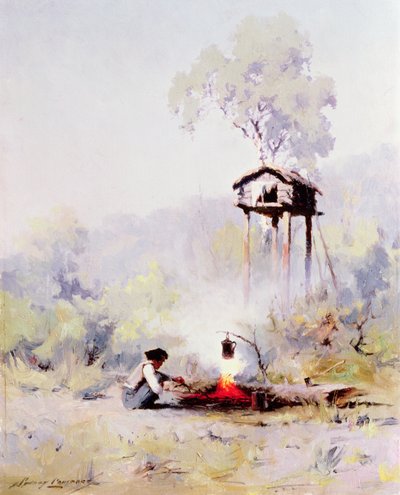 Fogueira (óleo sobre tela) de Sidney Laurence