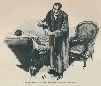 Ele estabeleceu nosso novo conhecido no sofá, 1892 de Sidney Paget