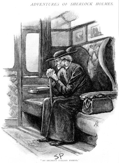 Cena da aventura do problema final de Arthur Conan Doyle, 1893 de Sidney Paget