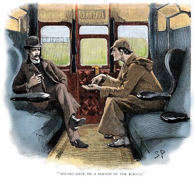 A aventura de Silver Blaze, Holmes e Watson no trem de Sidney Paget
