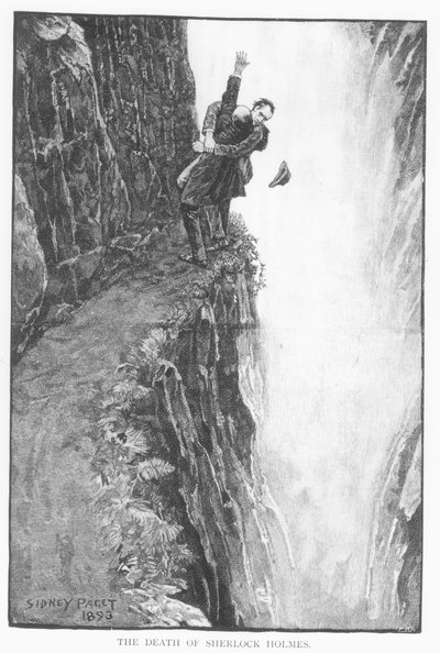&39;A morte de Sherlock Holmes&39;, ilustração para &39;O problema final&39; por Arthur Conan Doyle (1859-1930), publicado em &39;Strand Magazine&39;, dezembro de 1893 de Sidney Paget