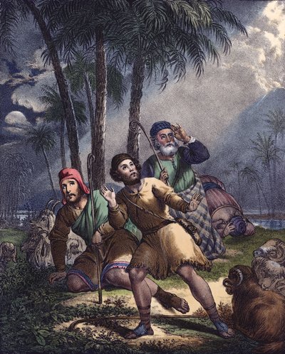 Cristo anunciado aos pastores judeus (cor litho) de Siegfried Detler Bendixen