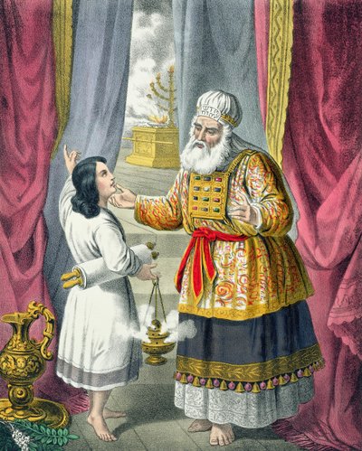 Eli Questionando Samuel Sobre a Visão, a partir de uma bíblia impressa por Edward Gover de Siegfried Detler Bendixen