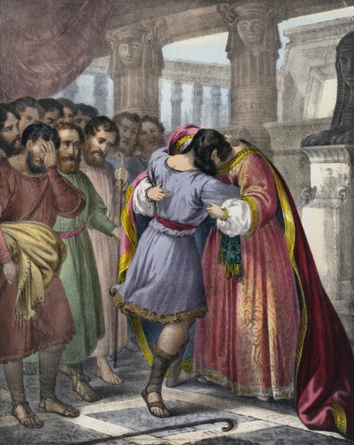 O perdão de José aos seus irmãos (gravura colorida) de Siegfried Detler Bendixen