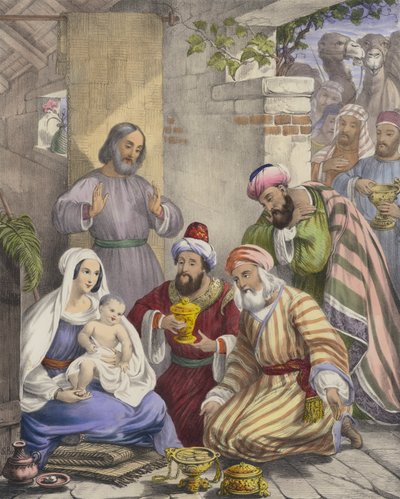 O culto e as ofertas dos sábios (gravura colorida) de Siegfried Detler Bendixen