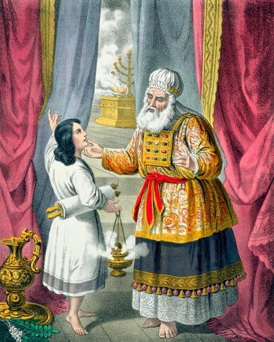 Eli questionando Samuel sobre sua visão, década de 1870 de Siegfried Detlev Bendixen