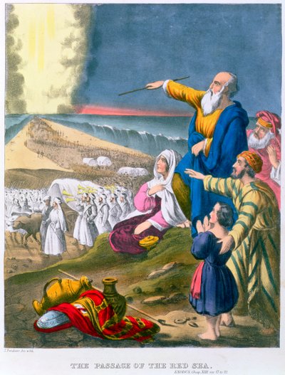 Moisés abrindo o Mar Vermelho, década de 1870 de Siegfried Detlev Bendixen