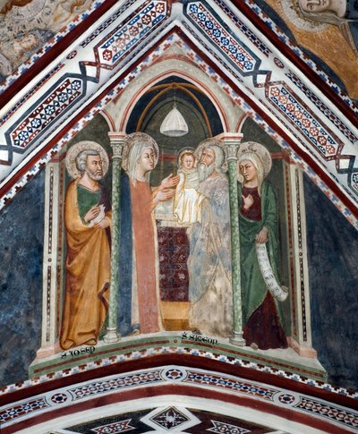 Apresentação no templo A Sagrada Família em frente a Symeon de Sienese School