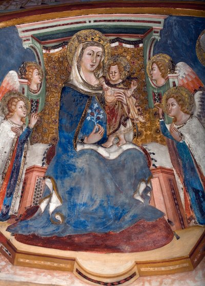 Virgin and Child Detail - Fresco da Escola de Siena de Sienese School