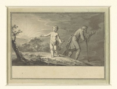 O novo e o velho ano: um menino e um velho em uma paisagem de Sigmund Ferdinand Ritter von Perger