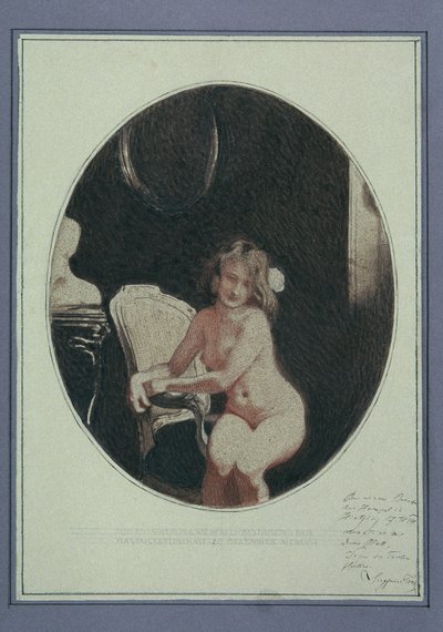 Mulher nua sentada de Sigmund Walter Hampel