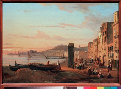 Cais em Nápoles (Itália). Pintura por Sylvester Feodosiyevich Shchedrin (1791-1830), óleo sobre tela de Silvestr Fedosievich Shchedrin